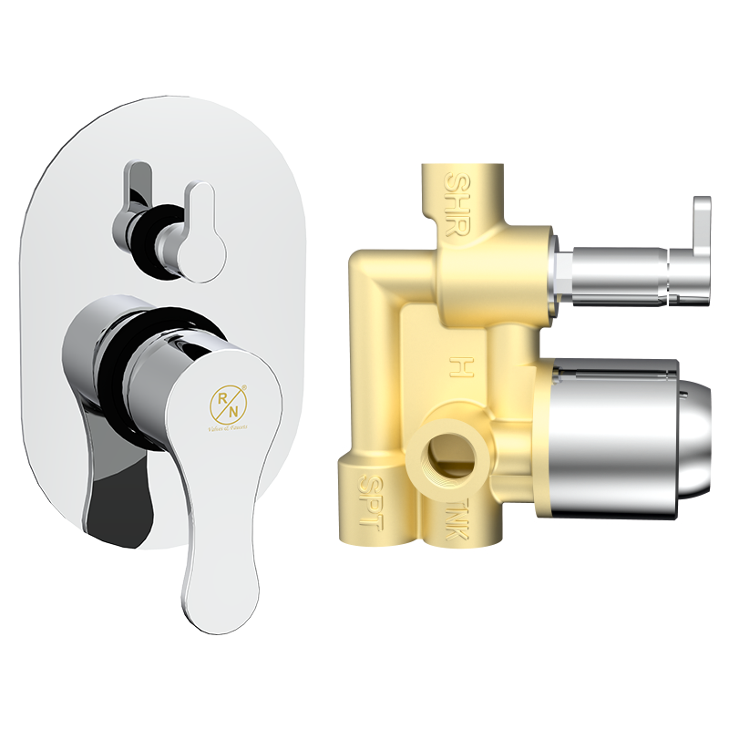 5 Way Single Lever Expose Part KIT |Way Concealed Hi-Flow Diverter Body 45mm (3 Inlet 2 Outlet) Combined Set